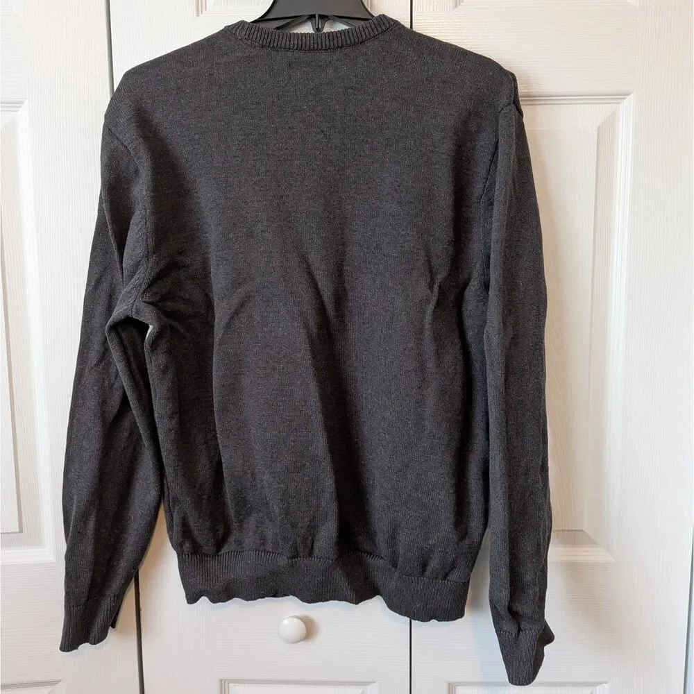 Chaps Gray Men's Crewneck Sweater Stripe Size XXL Cotton Preppy Coastal